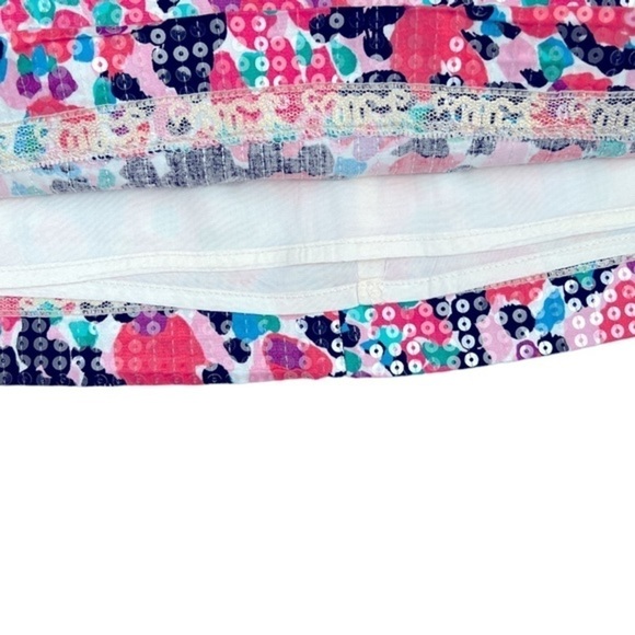 LILLY PULITZER TATE CAMEO WHITE SWEET NOTHING SEQUIN FLORAL MINI SKIRT‎ 0 EUC - Picture 6 of 12